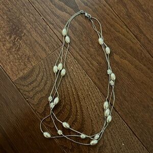 Pearl and rhinestone multi chain necklace